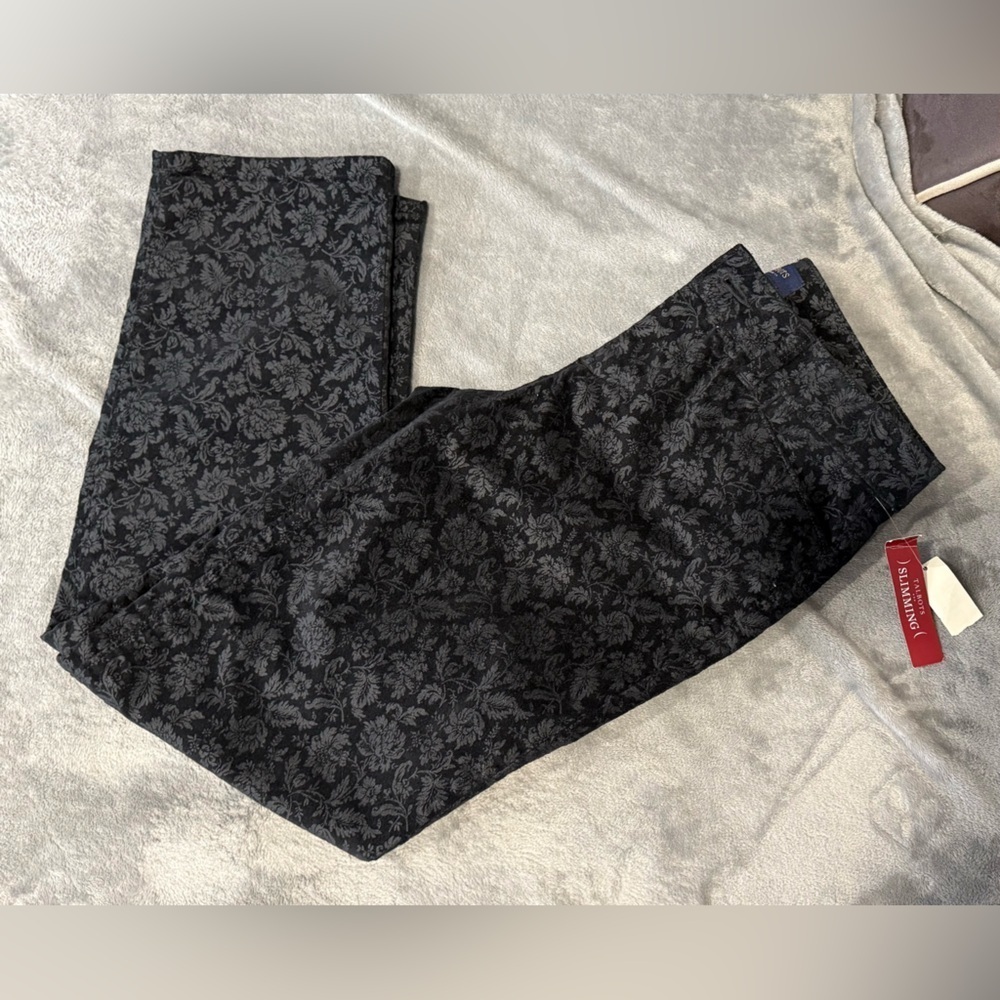 Talbots Black Velvet Floral Signature Pants